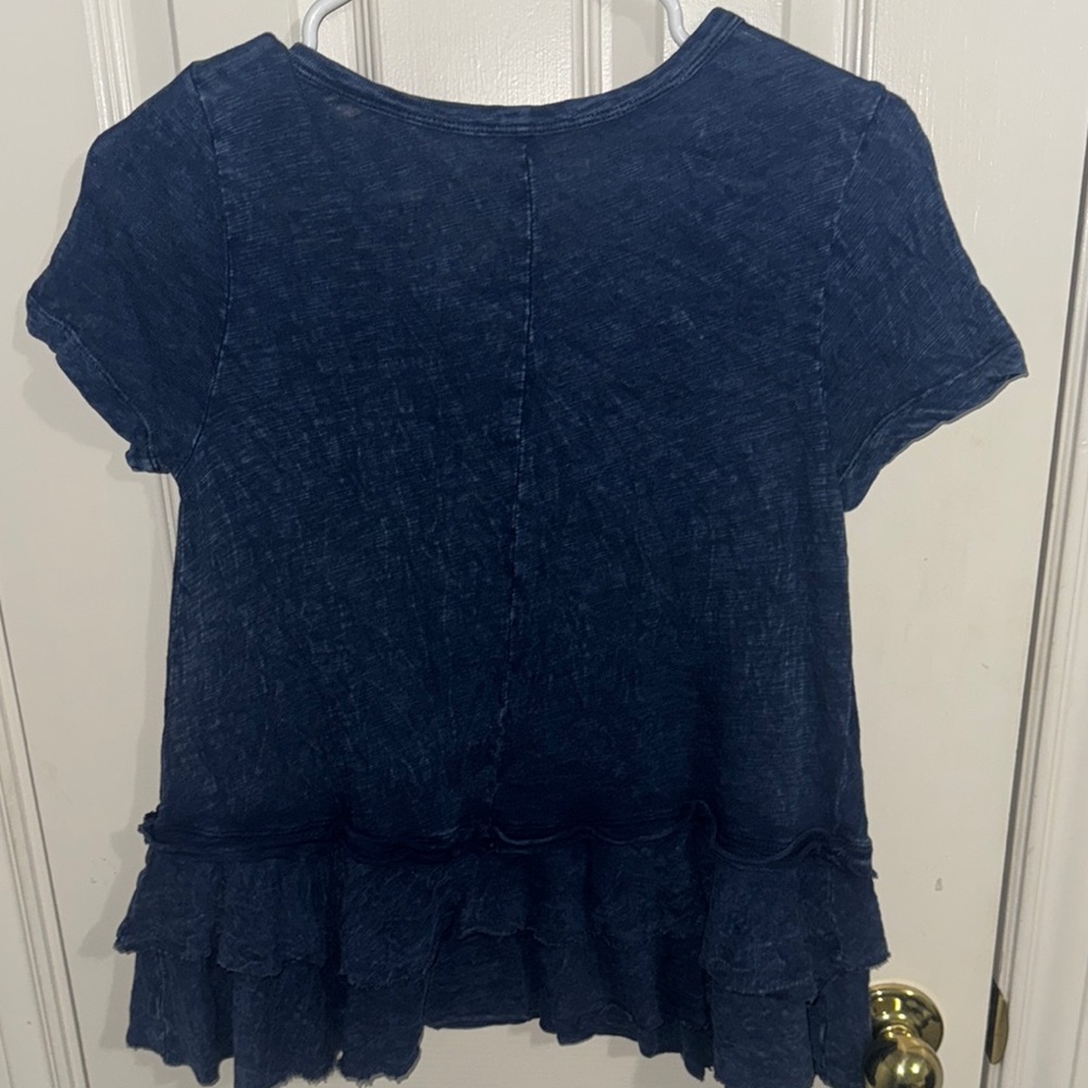 Blue Ruffled Short Sleeve Top - Picture 5 of 6